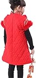 Blingland Children Girls Floral Winter Qipao Cheongsam Dress for Child 3-Flower Red
