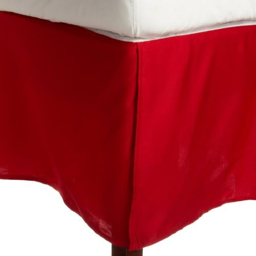 Queen Size (60" x 80") 100%Egyptian Cotton 400-Count 1-Piece Split Corner Tailored Bed Skirt 26 Inch Fall (Color:Red Pattern:Solid)