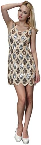 Gatsby Dress 1920s Gold Sequin Mermaid Sexy Clubwear Embroidery Dress