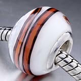 White Red Fringe European Beads - Pandora Bead & Bracelet Compatible