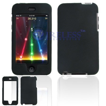 Black Rubber Feel Snap-On Cover Hard Case Cell Phone Protector for Apple iTouch Ipod Touch II 2G [Beyond Cell Packaging]