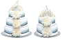 Diaper Cake - Cream Dahlias W/blue Stripes
