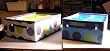Storage Boxes, White w/Blue & Green dots/Blue w/Blue and Green Dots -Collapsible Polka Dot Container Boxes 7.5 x 11 x 4 -TWO BOXES