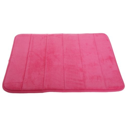 Luxurious Soft 17-Inch by 24-Inch Memory Foam Bath Rug Solid Colors (Hot Pink)