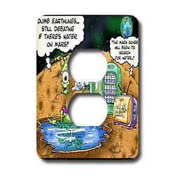 Londons Times Funny Aliens Cartoons - Water On Mars Debate Settled By Evian - Light Switch Covers - 2 plug outlet cover