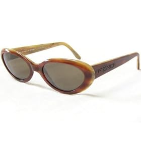 Fendi Sun Sunglasses FS 207 FS207 Amber Horn Frame with Smoke Lenses