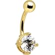 Gold Plated 6mm Round Clear Cz Belly Ring