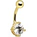 Gold Plated 6mm Round Clear Cz Belly Ring