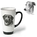 Porcelain Funnel Cup with Greyhound (6 inch, Black and white)