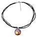 Jacaranda Tree Sunset Meditation Handmade Art Pendant (Black Ribbon Necklace)