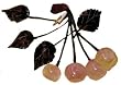 Rose quartz cherries with jade leaves - hand carved