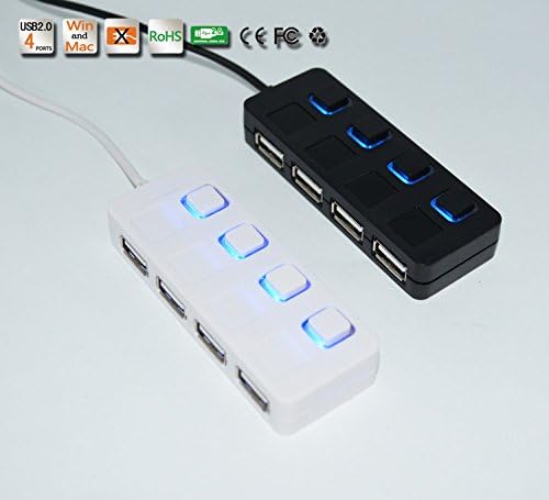 4 PORT USB 2.0 HUB with Power Switch and LED