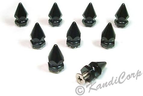10mmx17.5mm Jet Black Hexagon Screw back Fashion Spike - 10 pcs.