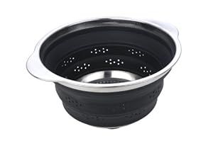 MIU France Collapsible Silicone Colander with Stainless Steel Rim