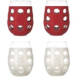 Lifefactory Wine Limited Edition Glass (4 Pack), Small, Revelry Red/Winter White