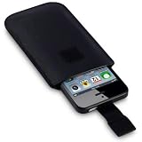 IPHONE 5 SHOCKSOCK ECHTES LEDER TASCHE CASE H�LLE IN SCHWARZ, QUBITS RETAIL VERPACKUNGvon "QUBITS"