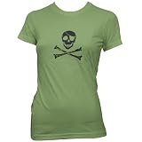 Pirate Skull (Black) Ladies Fine Jersey T-Shirt