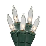 Set of 150 Heavy-Duty Clear Mini Christmas Lights - Green Wire Connect 6