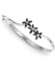 Sterling Silver Black & White Diamond Bangle