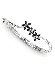Sterling Silver Black & White Diamond Bangle