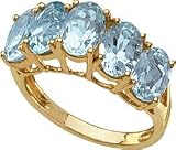Oval-Cut Aquamarine & Diamond Gemstone Ring