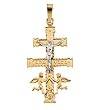 14K Two-Tone Gold Cara Vaca Cross Pendant - 40.00x24.00mm