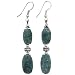 EXP Handcrafted Green Serpentine Dangle Earrings With Antiqued Silver Beads
