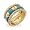 Eve's Addiction Turquoise and Gold CZ Flower Ring Set, 5