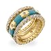 Jewelry : Eve's Addiction Turquoise and Gold CZ Flower Ring Set