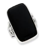 Sterling Silver Rectangle Black Onyx Ring