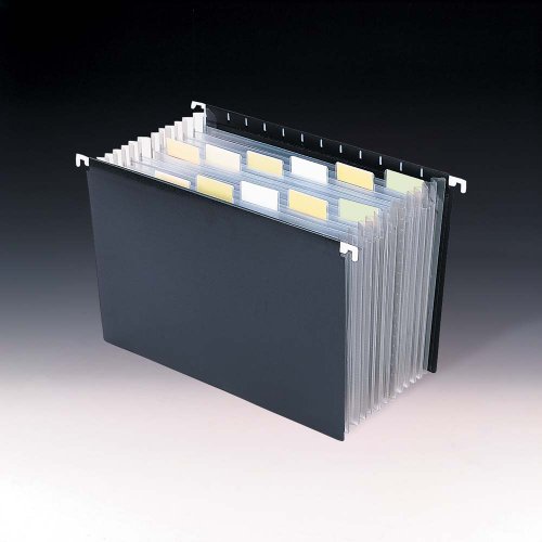 Smead Poly Hanging Expanding File, 12 Dividers, Letter Size, Black