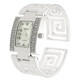 Geneva Platinum Greek Key Ladies Cuff Watch
