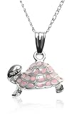 Sterling Silver Children's Pink Turtle Pendant, 15