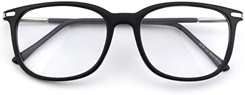 Glasses Queen 201579 Fashion Metal Temple Horn Rimmed Clear Lens Glasses(Matte Black)