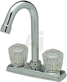Elkay LKA2475 Double Knob Handle Cast Spout Bar Faucet with 3-1/2 Spout Reach, 4-3/4 Spout Height, Removable Diacore Cartridge and Stainless Steel Escutcheon