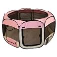 Pet Travel, Indoor or Outdoor Dog Cat Puppies Kitten Play Yard *Pink Plaid* *Small*