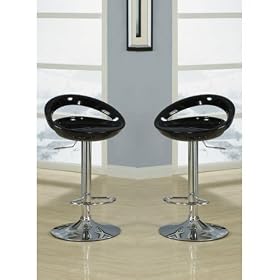Click here to buy Set of 2 Swivel Adjustable Bar Stool in Black F10407 by click 2 go.