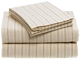 Nautica Seacoast Stripe 210-Thread-Count 100% Cotton Yarn Dye Sheet Set, Natural