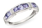 1 Carat Tanzanite and Diamond 14K White Gold Ring