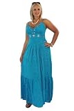 Turquoise Jewel Detail Printed Maxi Dress