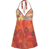 FULL TILT Mixed Dots Women Halter Top - Orange/Multi