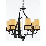 Quoizel KY5006IB Kyle 28-Inch 6-Lights Chandelier with Butterscotch Marble Shade, Imperial Bronze