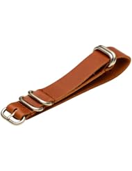 Premium 20mm 5-ring Thick Leather Rich Saddle Urban Military Nato Watch Strap - Fits All Watches!!!
