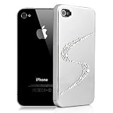 Rhinestone S Pattern Hard Case Cover For iPhone 4 4S - Silver + Free anti-scratch screen protector!