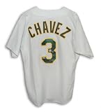Eric Chavez Autographed/Hand Signed Oakland A's Majestic Authentic White Jersey