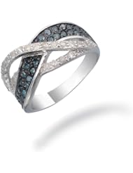 1.2 CT Blue Diamond Ring in Sterling Silver (Available in Sizes 5 - 9)