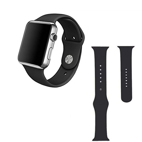 Apple watch band,Soft Silicone Sport Style Replacement for 42mm Apple Watch All Models - 2 lengths - Black