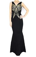Sexy V-neck Striped Print Cocktail Floor Length Sequined Lace Chiffon/Polyester/Spandex Mermaid Evening Dress/Prom Dress/Wedding Party Dress 