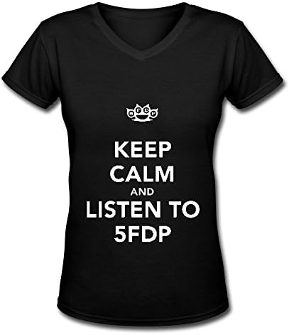 Keep Clam And Listen To Five Finger Death Punch V Neck T Shirt For Women Black
