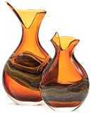 Ecco!Murano Hand Blown Large 15" Vase Red, Amber